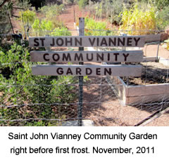 St. John Vianney Community Garden sign.